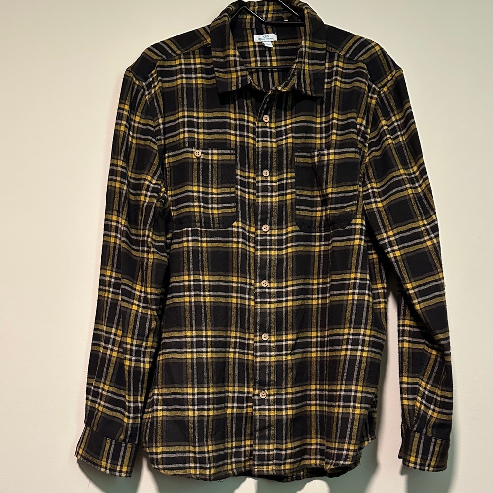 Dip Yellow and Black Plaid Shirt